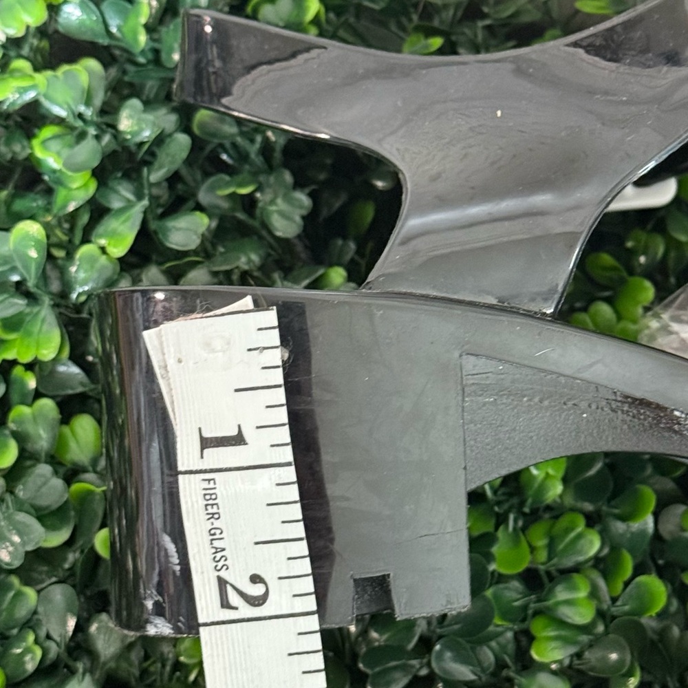 Rouge Helium Shiny Black Chunky Heel Ankle Strap - Picture 7 of 12